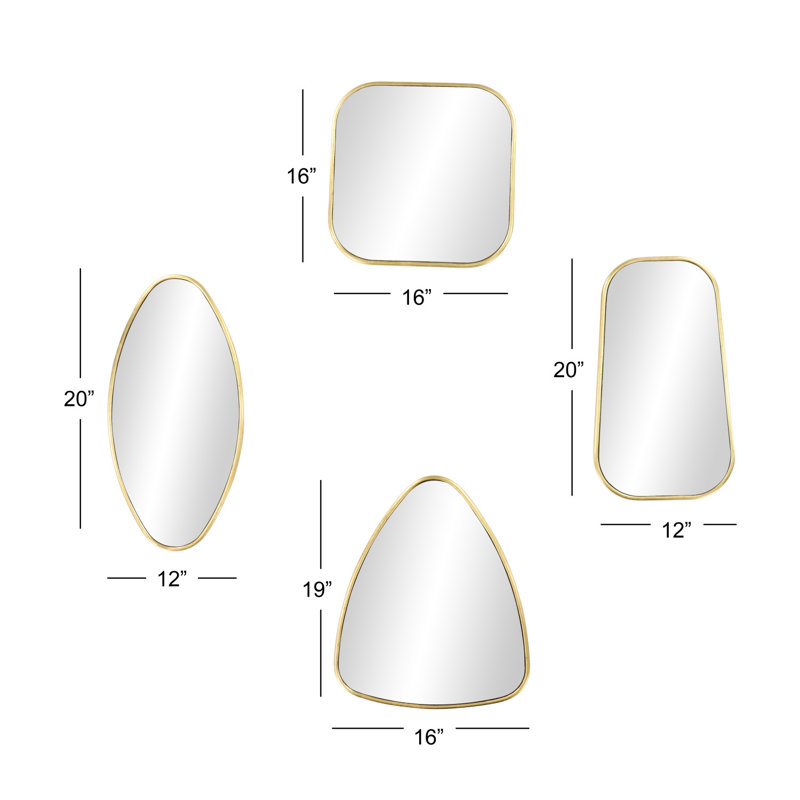 CosmoLiving Glamorous Gold Geometric Wall Mirror Set of 4