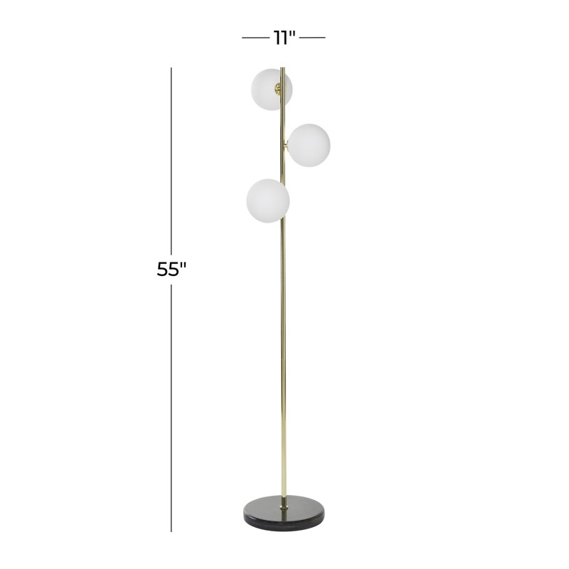 Gold and White 55" Modern Floor Lamp with Marble Base