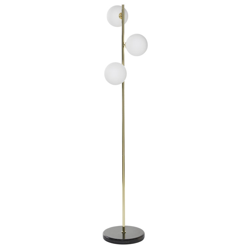 Gold and White 55" Modern Floor Lamp with Marble Base