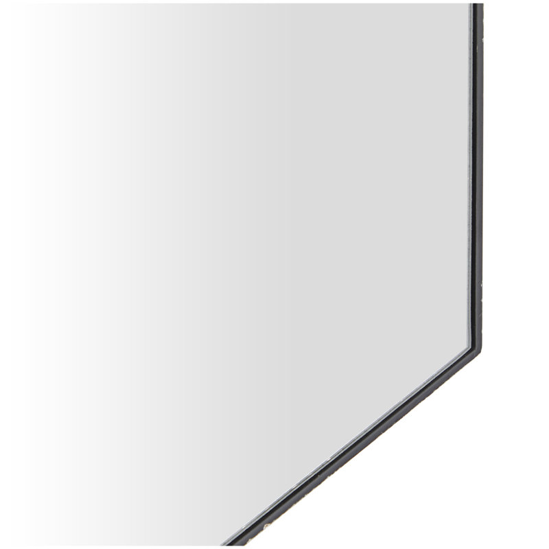 Hexagonal Black Wood Full Length Wall Mirror, 24" x 21"