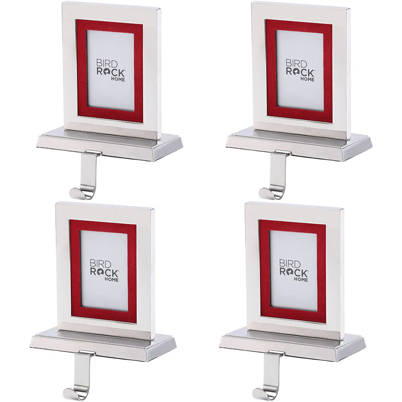 Silver Metal Photo Frame Stocking Holders, Set of 4