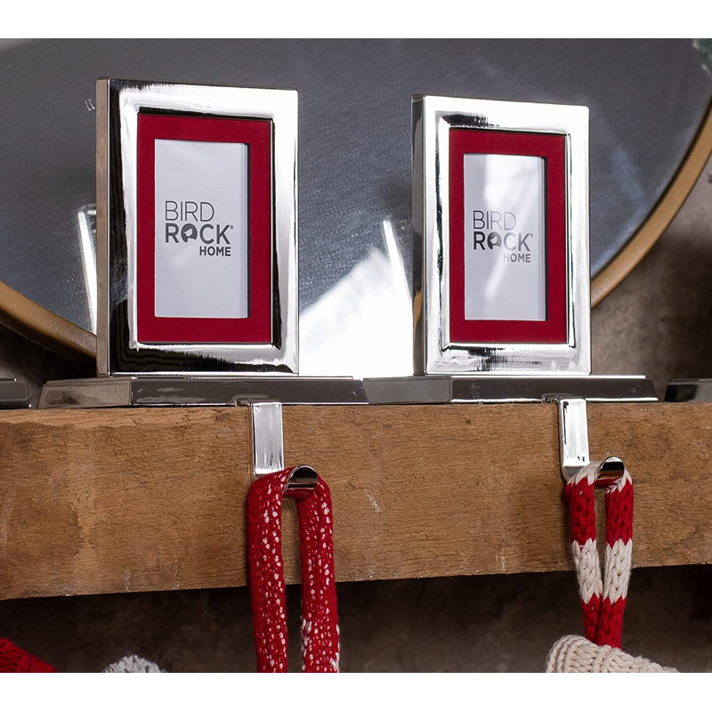 Silver Metal Photo Frame Stocking Holders, Set of 4