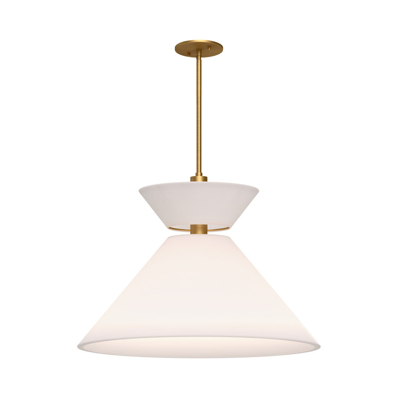 Chapelle Aged Gold and White Linen Single Pendant Light