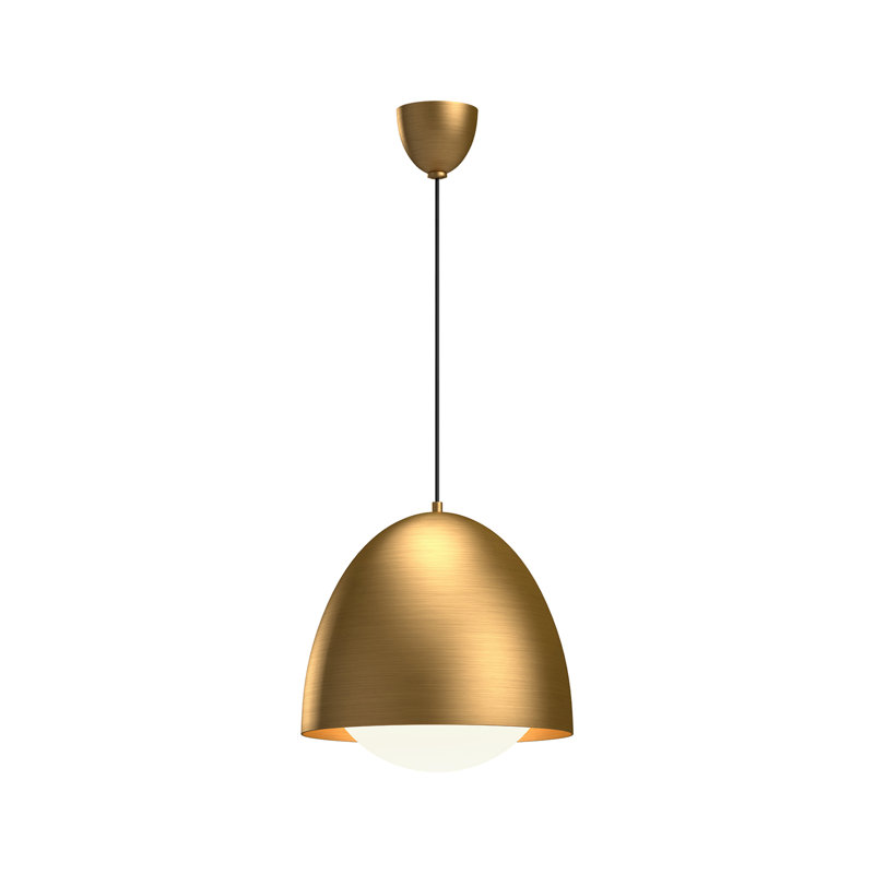 Matte Black and Aged Gold 16" Japandi Glass Pendant Light