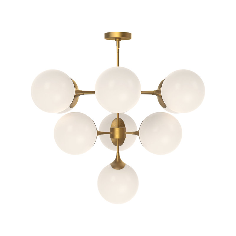 Nouveau Aged Gold 10-Light Frosted Glass Chandelier