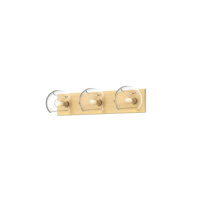 Willow Brushed Gold 3-Light Dimmable Bath Bar with Clear Glass