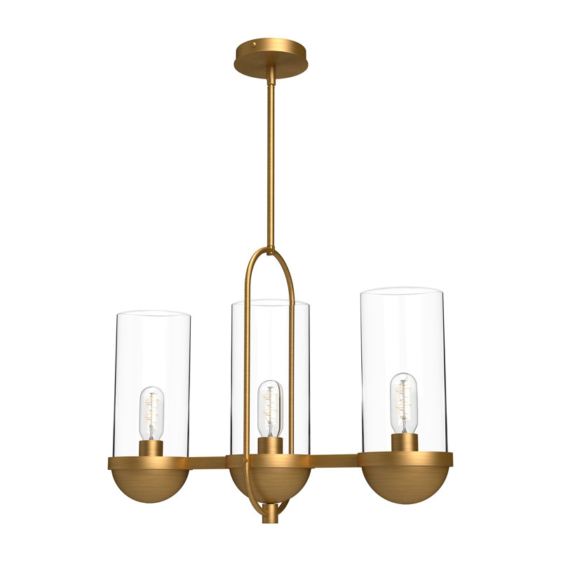 Cyrus Aged Gold and Matte Black 3-Light Kitchen Island Pendant