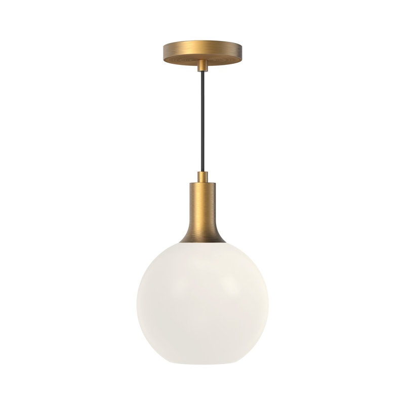 Castilla Mini Indoor/Outdoor Pendant in Aged Gold with Opal Glass