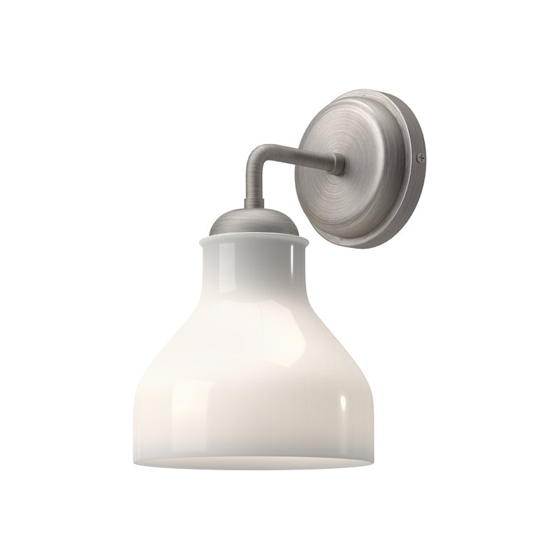 Westlake Vintage Brushed Nickel 7.5" Bath Sconce with Glossy Opal Glass