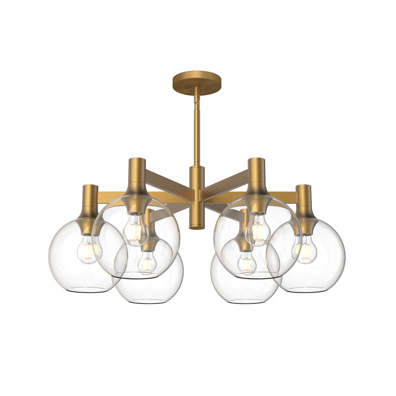 Castilla Aged Gold 6-Light Globe Chandelier with Clear Shade
