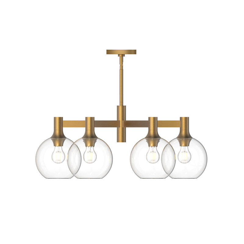 Castilla Aged Gold 6-Light Globe Chandelier with Clear Shade