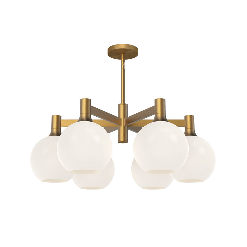 Castilla Aged Gold 6-Light Globe Chandelier with Opal Matte Shade