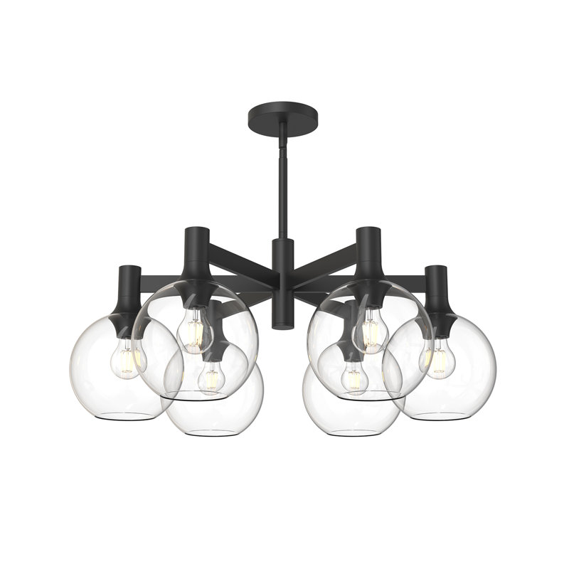 Matte Black and Clear Glass 6-Light Globe Chandelier