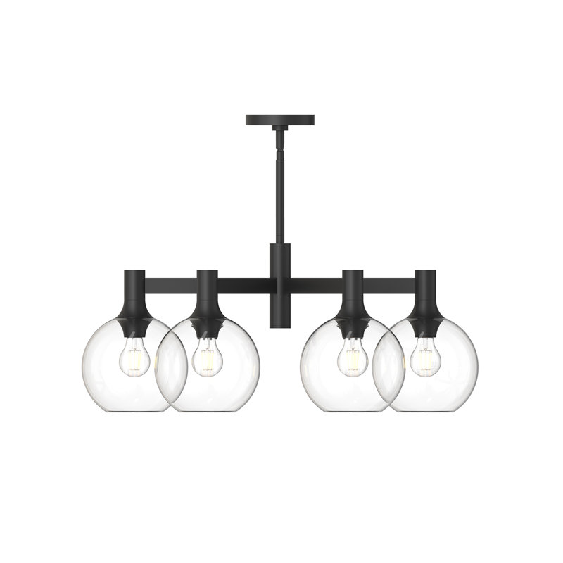 Matte Black and Clear Glass 6-Light Globe Chandelier