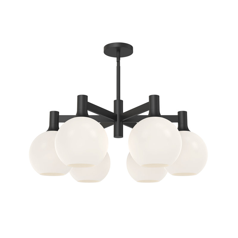 Castilla Matte Black 29.5" Globe Chandelier with Opal Matte Glass