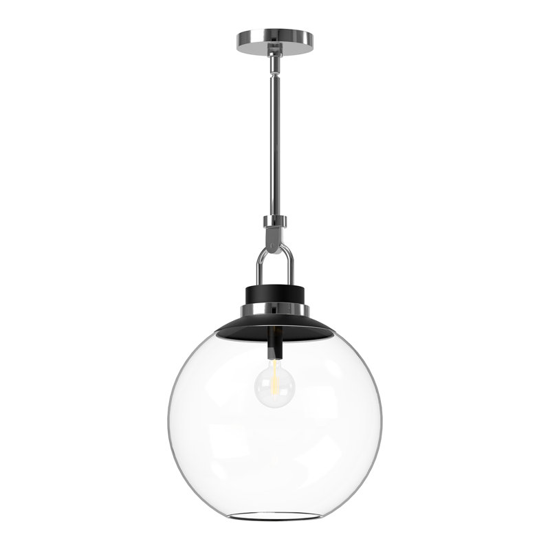 Chrome and Clear Glass Globe Pendant Light
