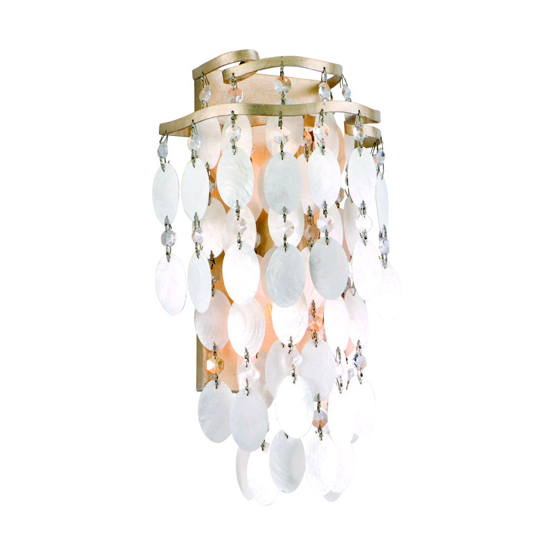Champagne Leaf Gold Capiz Shell 2-Light Plug-In Sconce