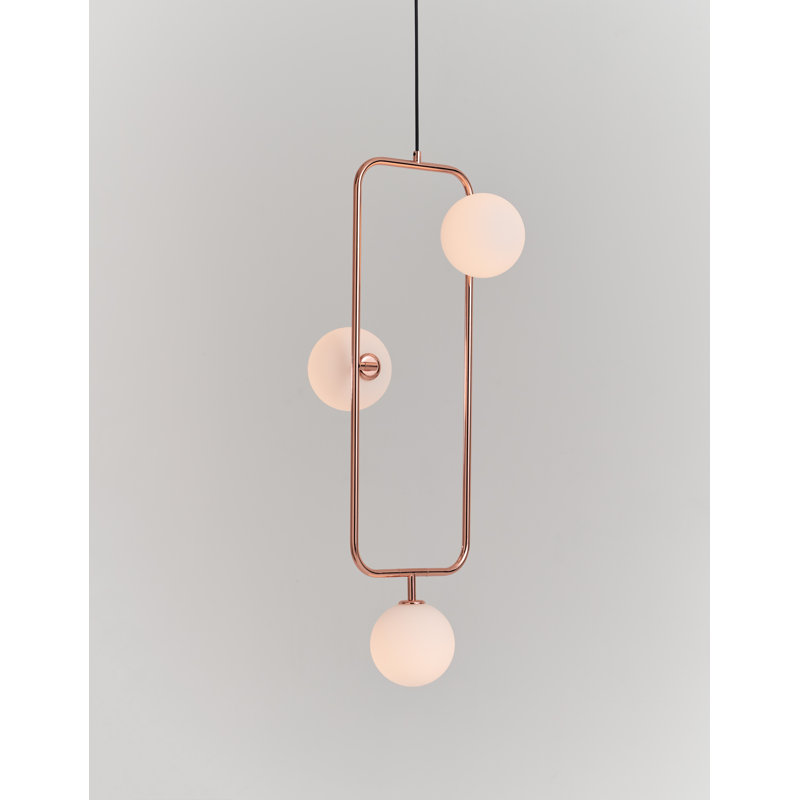 Sircle 3-Light Copper LED Pendant with Opal Glass
