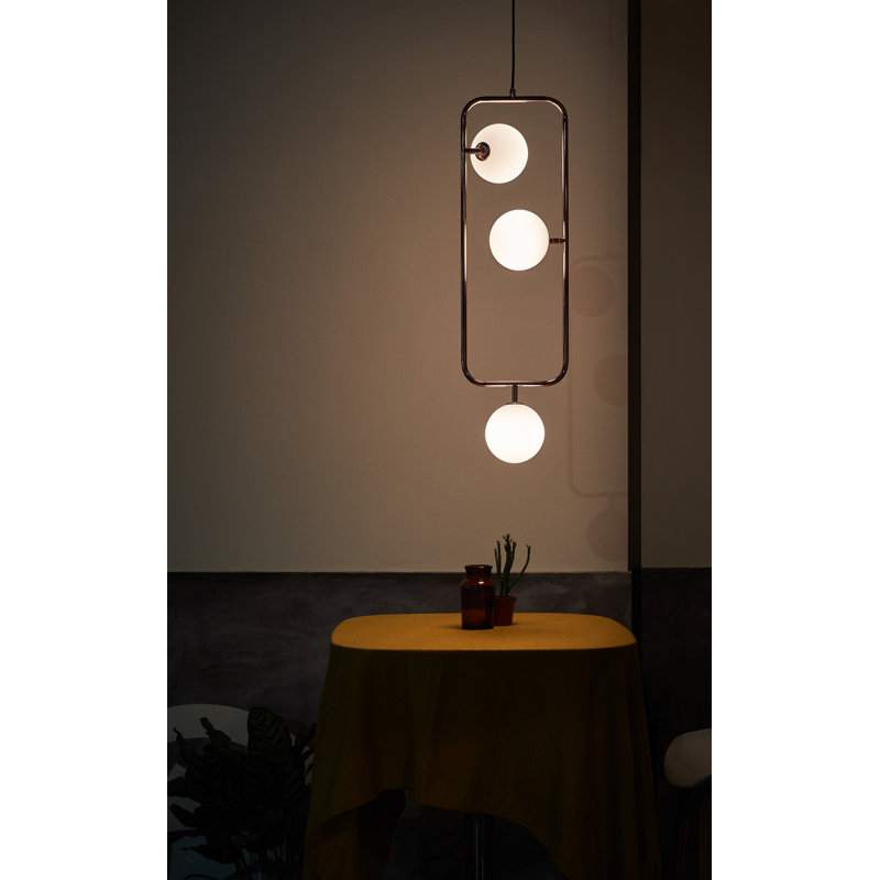 Sircle 3-Light Copper LED Pendant with Opal Glass