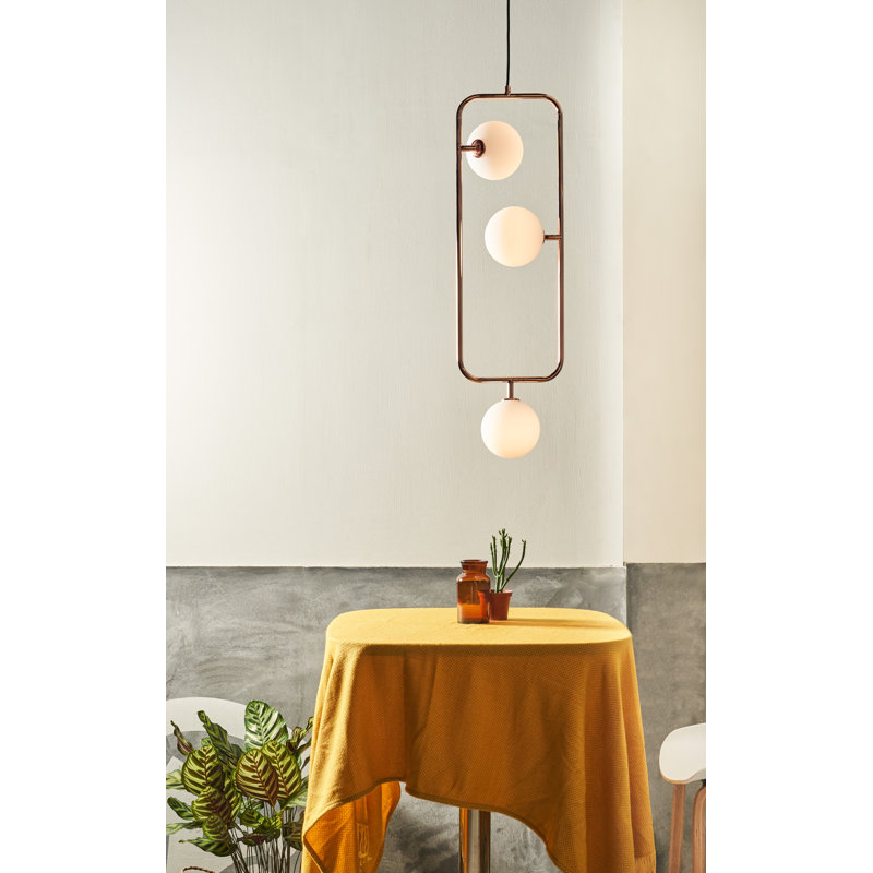 Sircle 3-Light Copper LED Pendant with Opal Glass