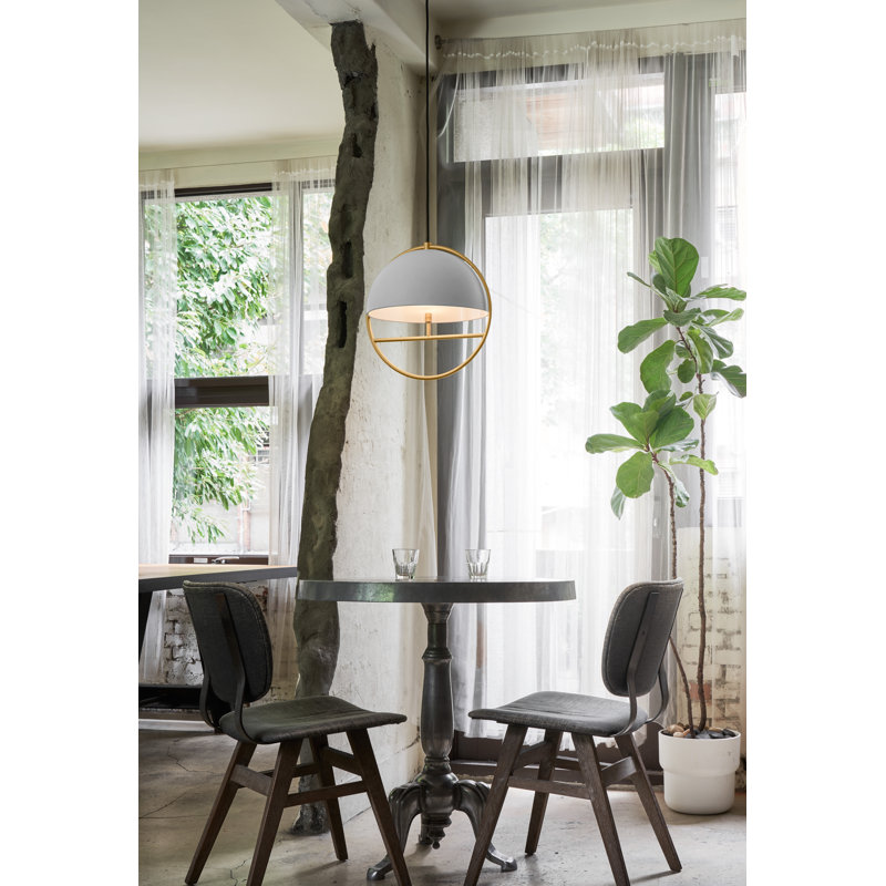 Huan 15.7'' White Steel Globe Pendant with LED Bulb