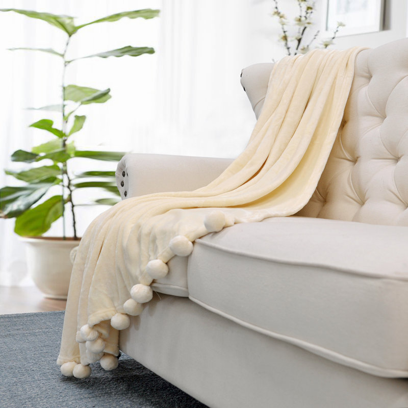 Antique White Fleece Sherpa Reversible Kids Throw Blanket