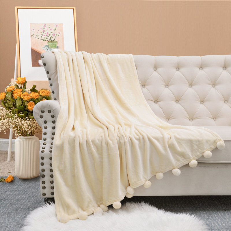 Antique White Fleece Sherpa Reversible Kids Throw Blanket