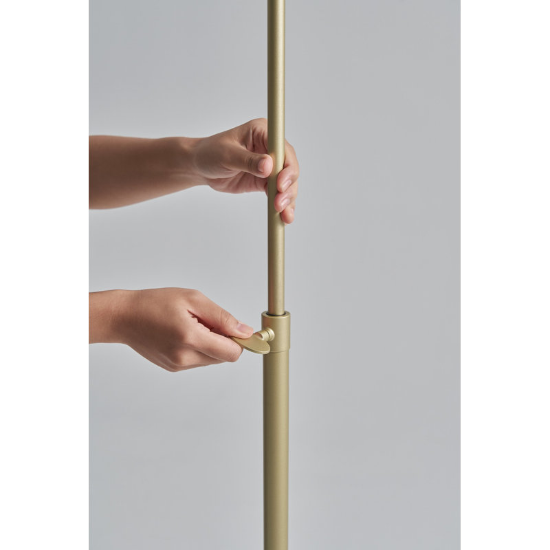 Champagne Gold Adjustable LED Floor Lamp Set with Glass Shade