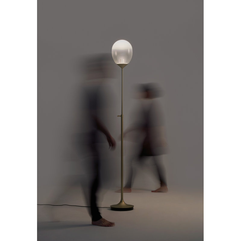 Champagne Gold Adjustable LED Floor Lamp Set with Glass Shade