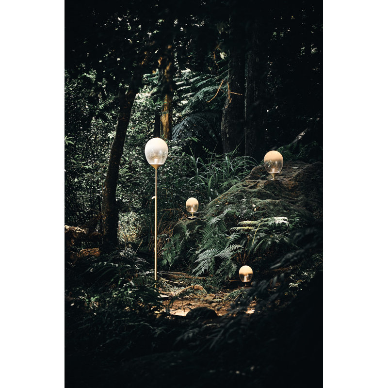 Champagne Gold Adjustable LED Floor Lamp Set with Glass Shade