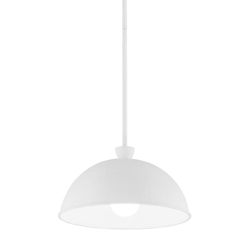 Tygo White Gesso 1-Light Dome Pendant with Metal Shade