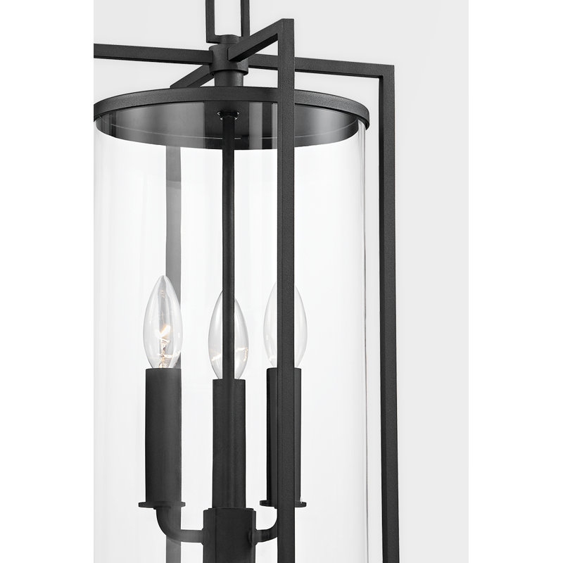Percy Black Glass 3-Light Indoor/Outdoor Lantern