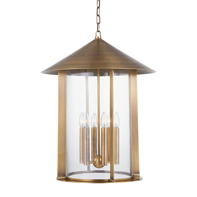 Patina Brass 6-Light Indoor/Outdoor Lantern Chandelier
