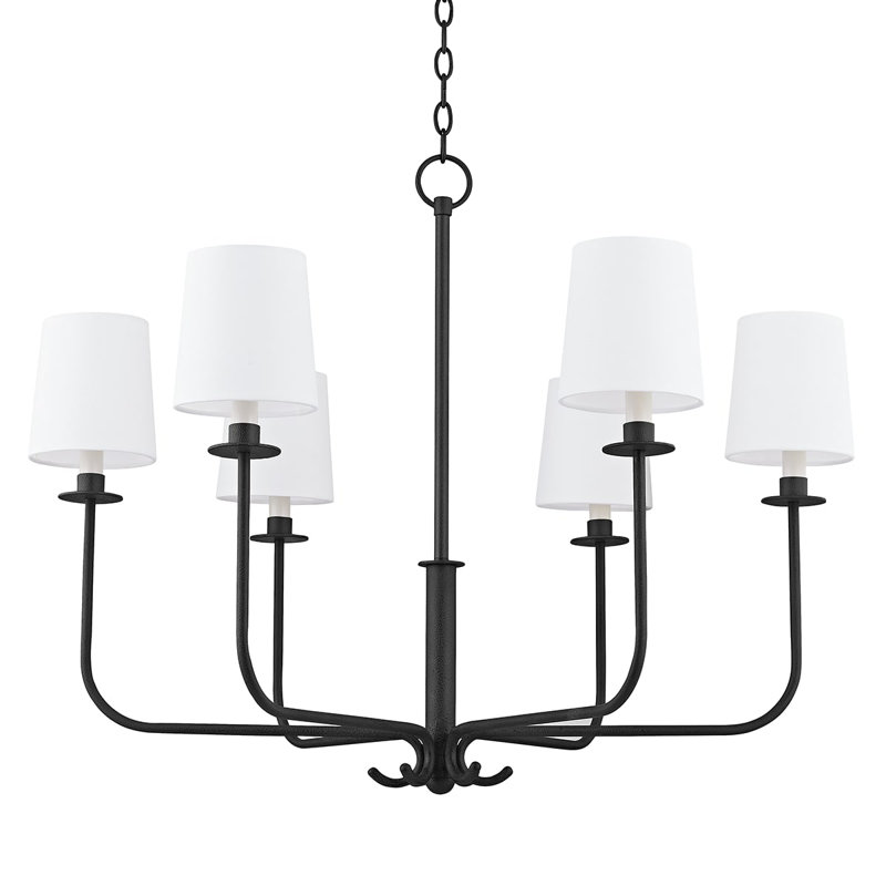 Bodhi Black and White Linen 6-Light Chandelier
