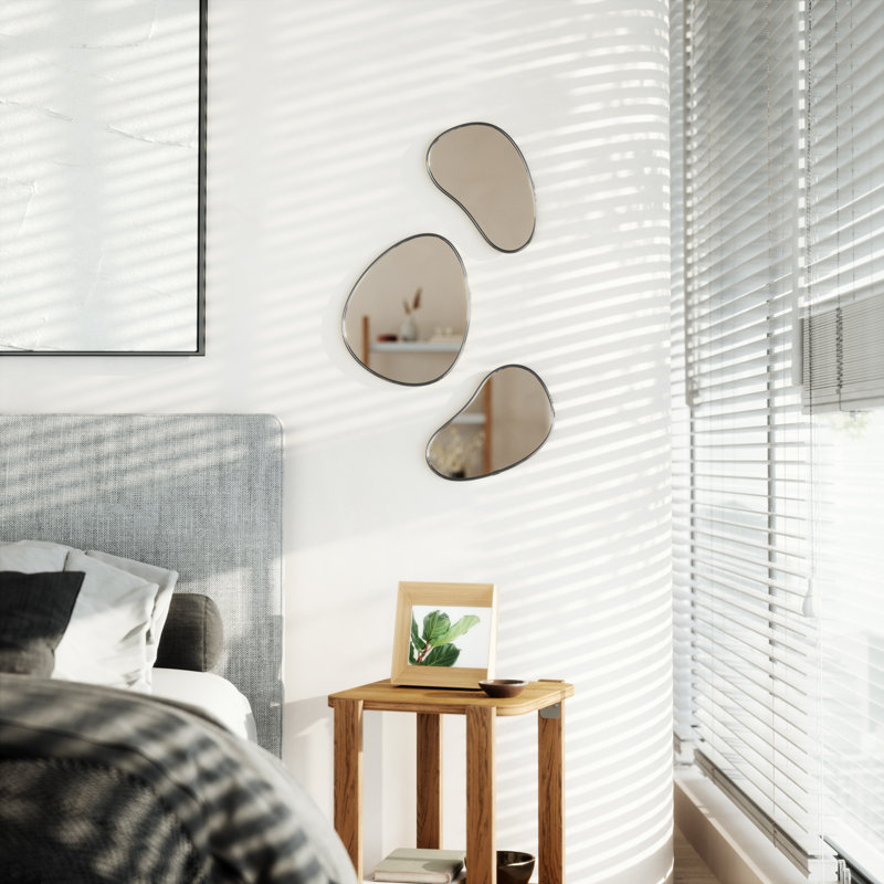 Set of 3 Organic-Shaped Metallic Frame Mirrors