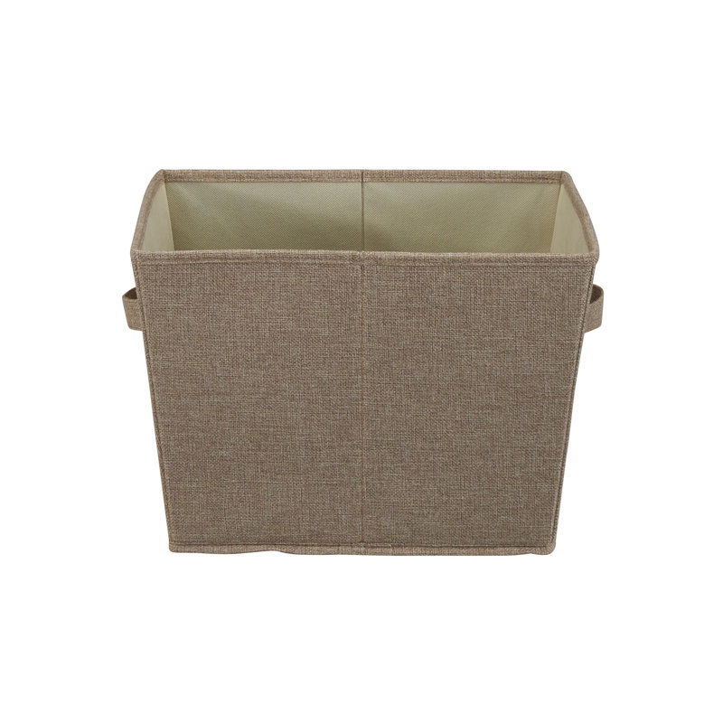 Latte Linen Tapered Medium Storage Bins with Wire Frame, 2-Pack