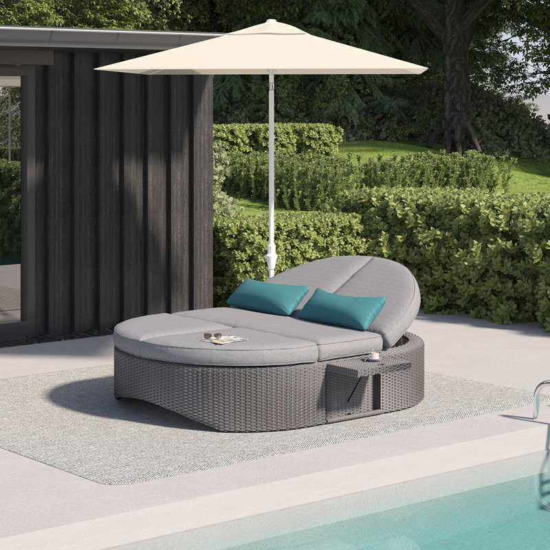 Sandra 75" Gray Aluminum Wicker Outdoor Daybed