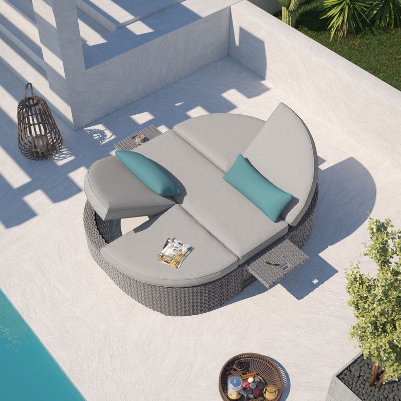 Sandra 75" Gray Aluminum Wicker Outdoor Daybed