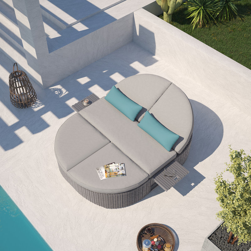 Sandra 75" Gray Aluminum Wicker Outdoor Daybed