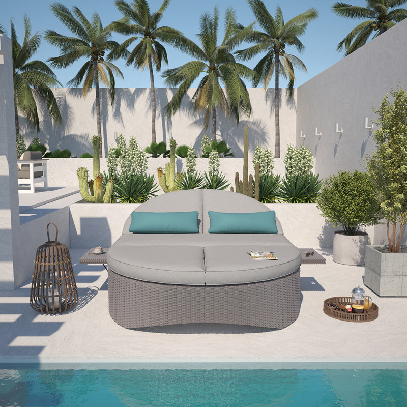 Sandra 75" Gray Aluminum Wicker Outdoor Daybed