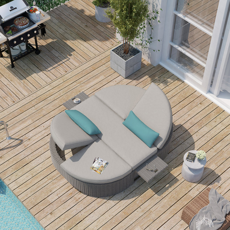 Sandra 75" Gray Aluminum Wicker Outdoor Daybed