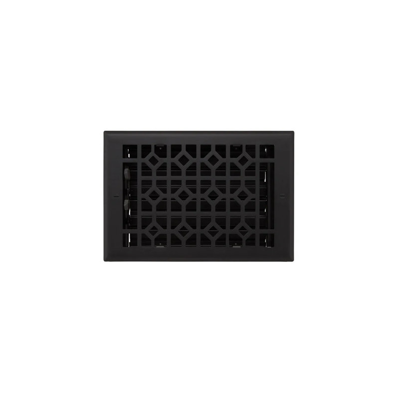 Black Steel Rectangular Wall Register with Geometric Detailing