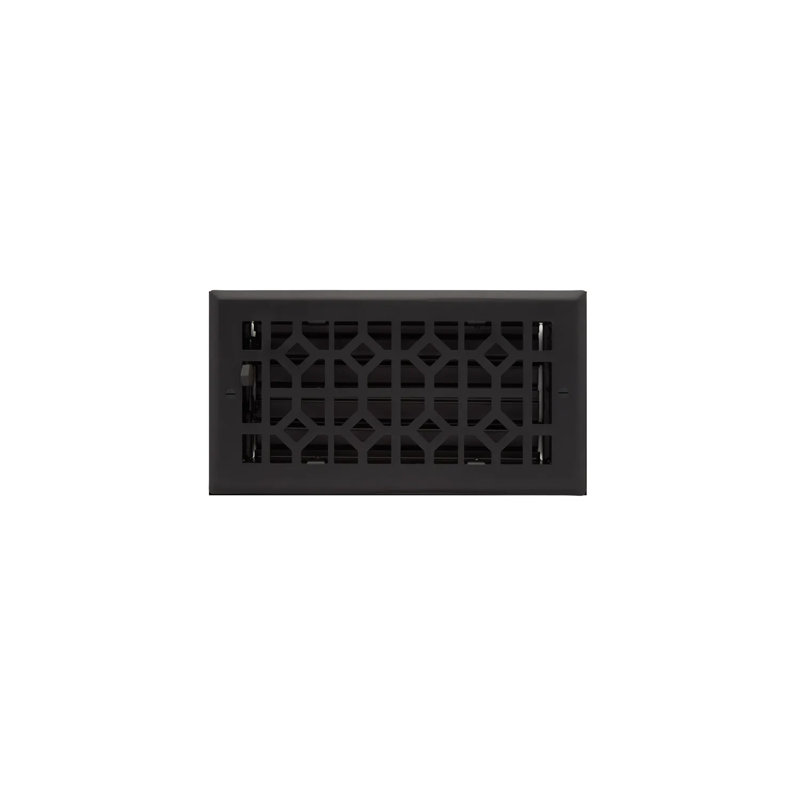 Black Steel Rectangular Wall Register with Geometric Detailing