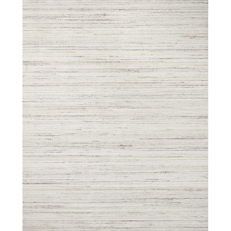 Ivory and Dove Hand Loomed Rectangular Rug