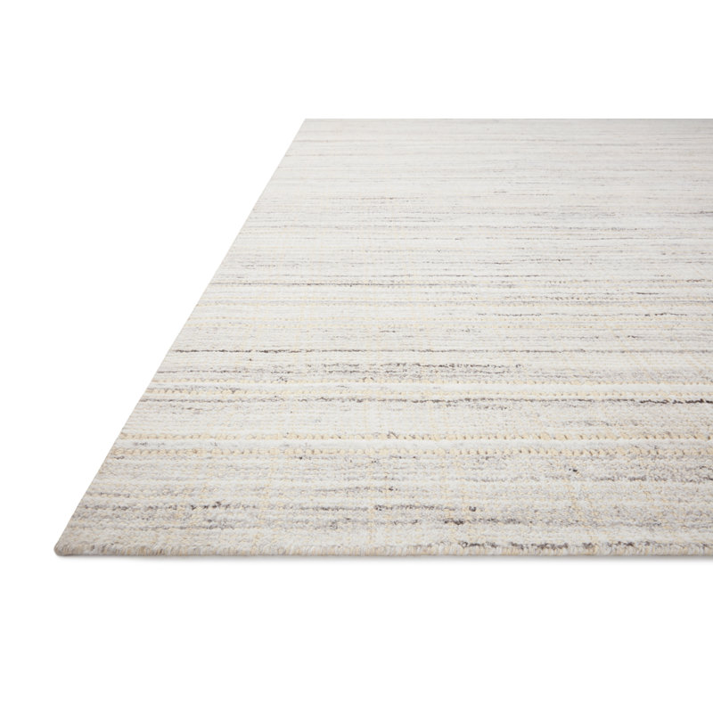 Ivory and Dove Hand Loomed Rectangular Rug