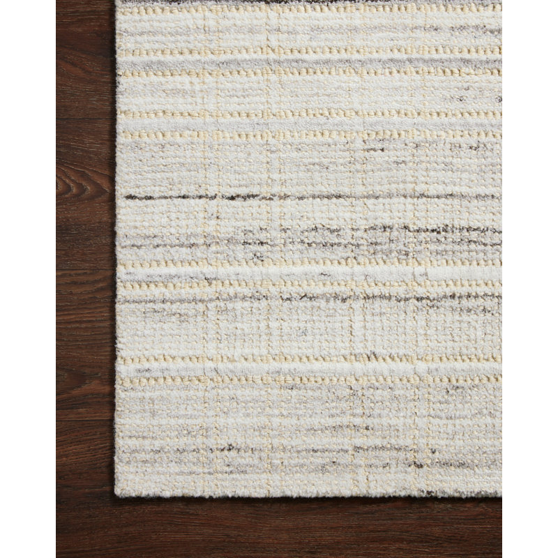 Ivory and Dove Hand Loomed Rectangular Rug