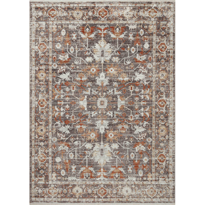 Bonney Charcoal Spice Rectangular Wool Rug