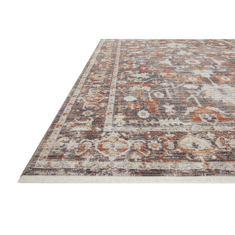 Bonney Charcoal Spice Rectangular Wool Rug