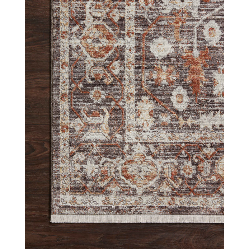Bonney Charcoal Spice Rectangular Wool Rug