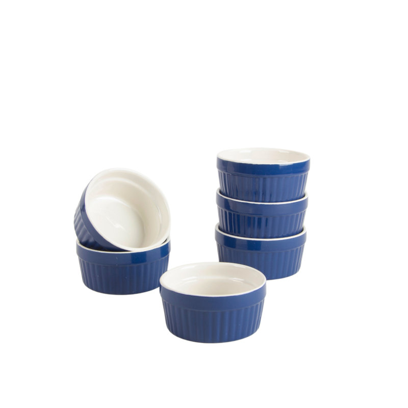Blue Stoneware 4oz Ramekin Set of 6